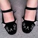 Cat Shoes - Embroidered Kitty Flats Mary Janes- Ladies Size 11