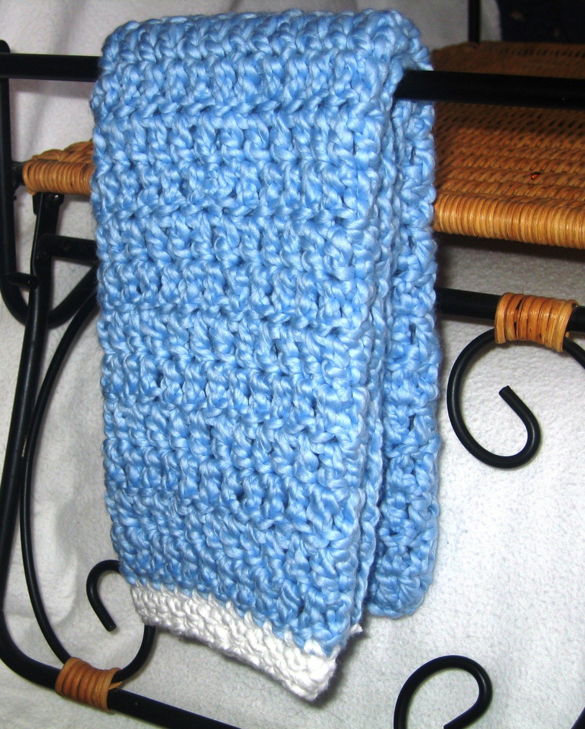 Sky Blue Hand Crocheted Tea Towel - Hand Towel - Eco Friendly and Green (Organic Cotton)
