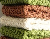 Organic Cotton Wash Cloths Handmade Washcloths or Dish Cloth or Bath and Body-Set of 3- Organic Crochet Cotton Washcloths