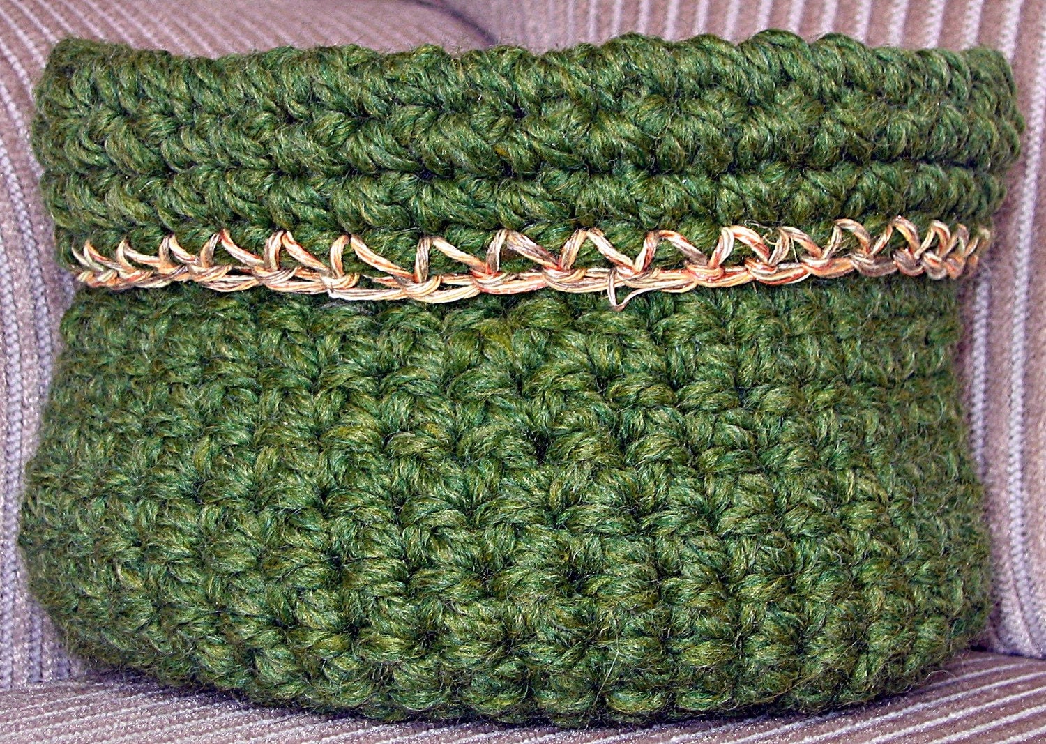 Crochet Nesting Bowls, Crochet Baskets, Nesting Baskets - Set of 2 Hunter Green-Annabelle Baskets
