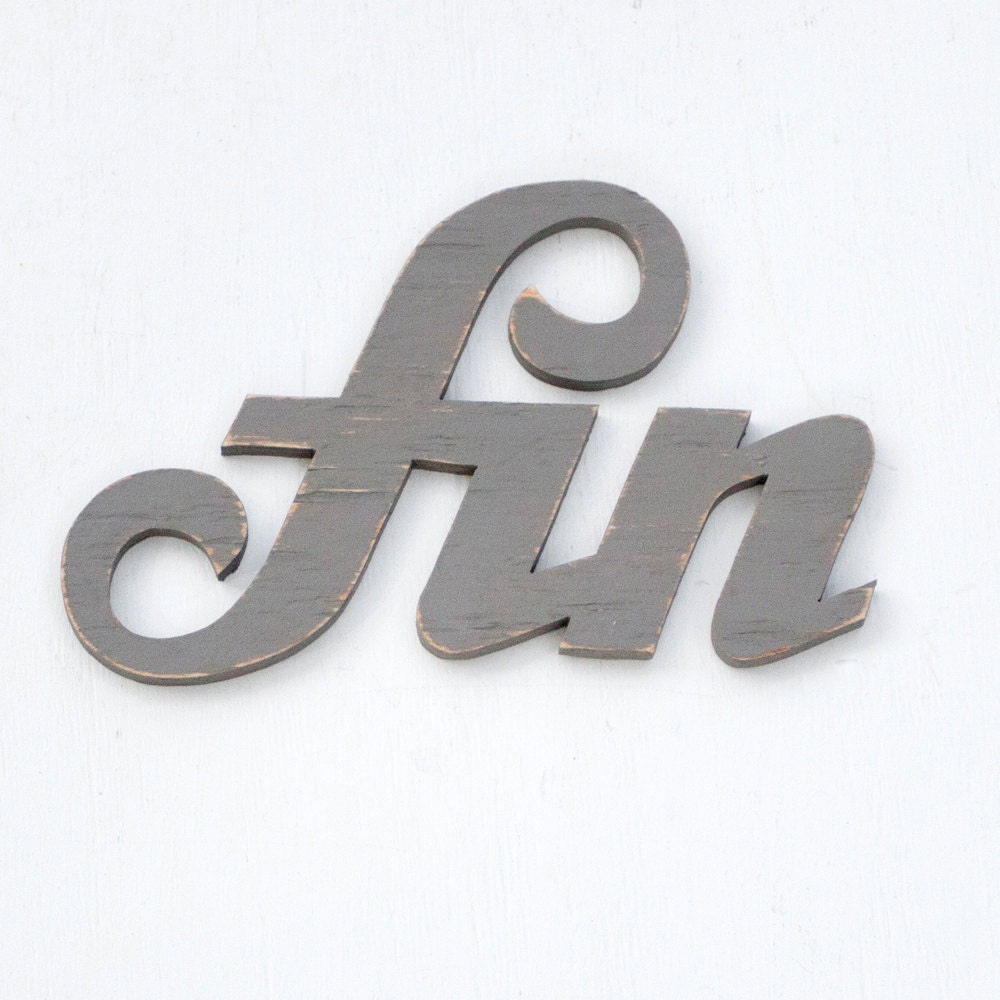 fin handmade wood sign - wall decoration for vintage or modern decor