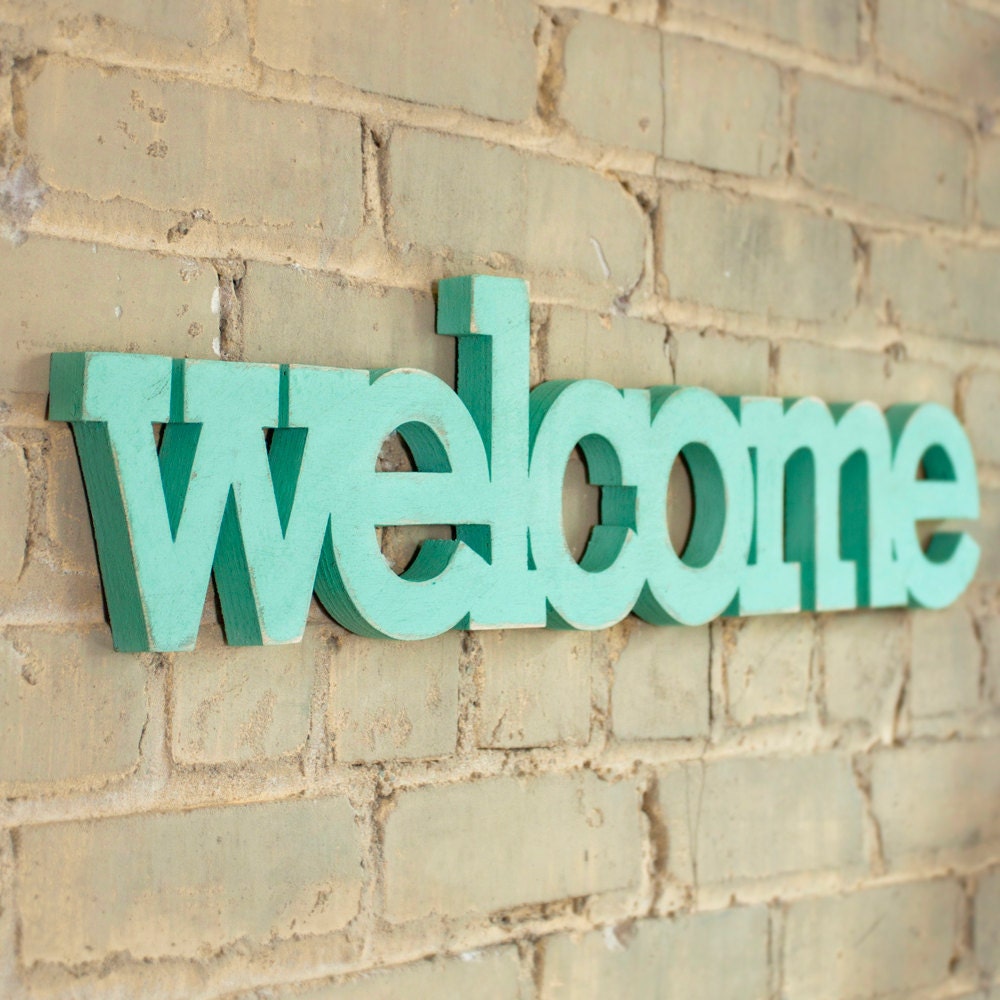 welcome handmade wood sign 24 inches