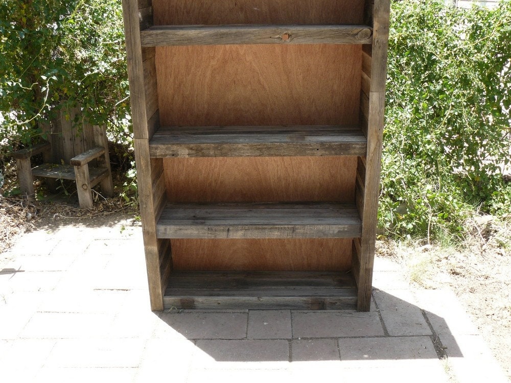 Reclaimed barnwood bookshelf