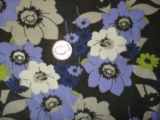 Wild Daisies on Dark Gray Cotton Lycra Fabric 1 yard