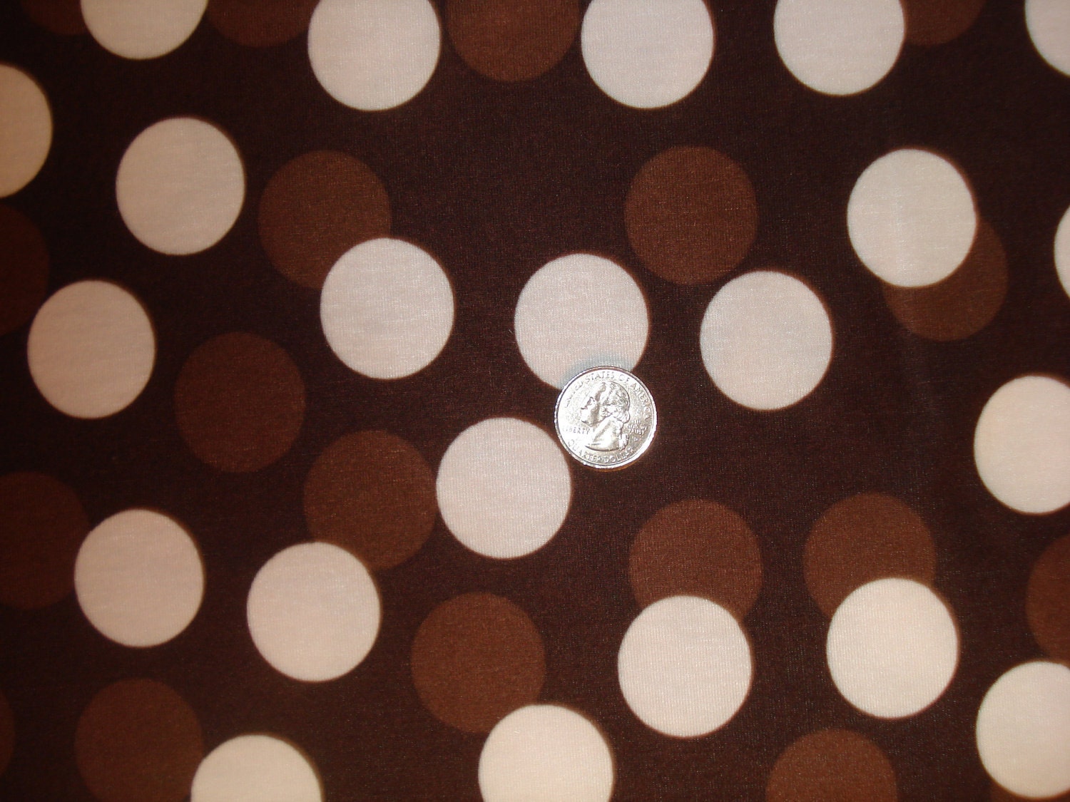 Brown and white Polka Dots knit fabric 1 YD