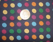 NEW colorful polka dots on navy cotton rib knit fabric 1 YD