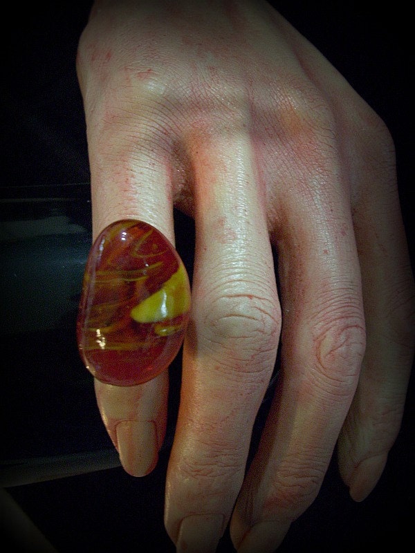 Free-Form Glass Bean Ring