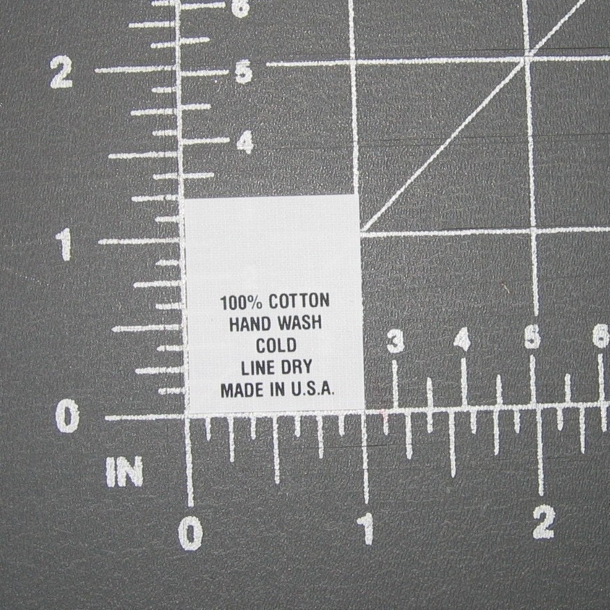 50 Care Content - Hand Wash Line Dry USA Made - Clothing Garment Tags Labels