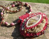 OOAK Rose Plume Agate From the Sea Pendant Necklace-SALE