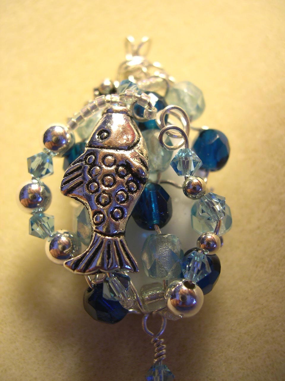 Atlantis Treasure on White Stone "Fish Tale" Pendant