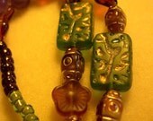 Amethyst - Green and Brown - Necklace and Earrings Set