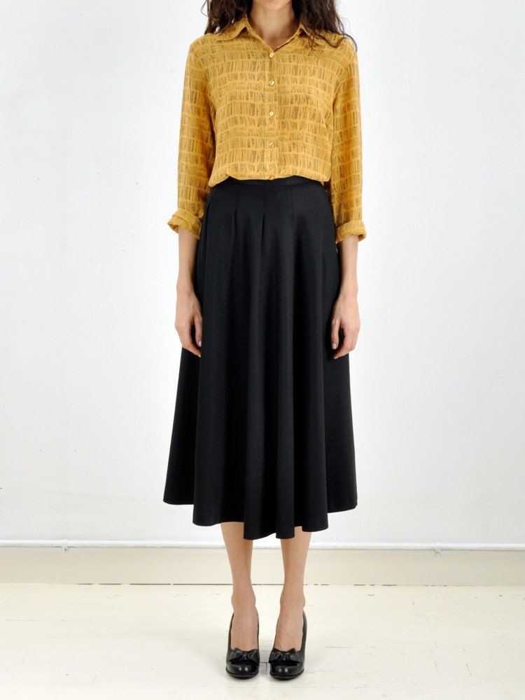 Black MIDI LENGTH Full Draped Skirt
