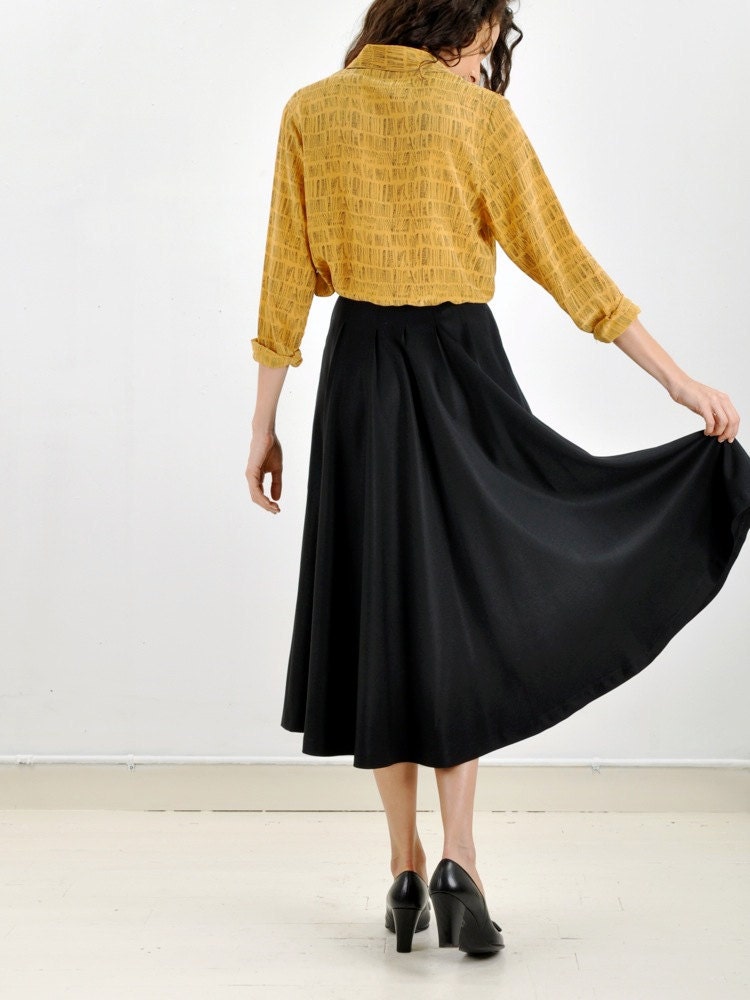 Black MIDI LENGTH Full Draped Skirt