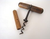 Antique Breweriana - Wooden Handle corkscrew with original wooden cover