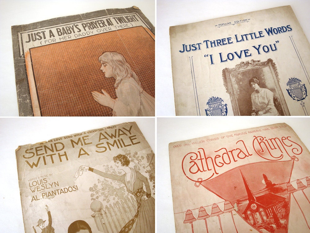 Lot of four 11" x 14" Sheet Music from the Early 20th Century