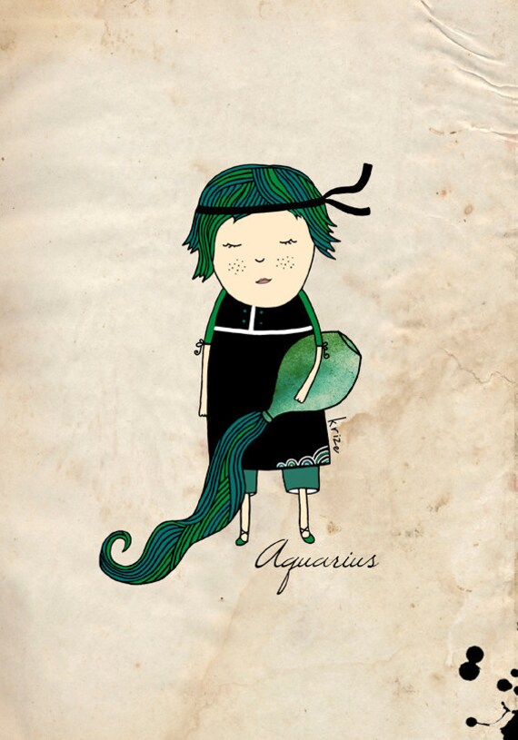 Digital Print - Aquarius Boy - Zodiac Signs