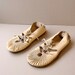 size 8.5 9 HANDMADE white leather 60s MOCCASIN beaded lace up ANKLE booties