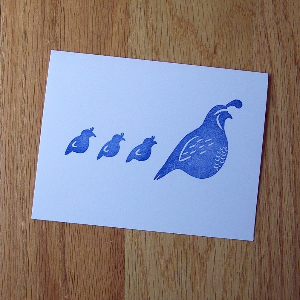 Momma Quail Single Notecard - Blue