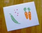 Peas Love Carrots Single Notecard - Bright Happy Veggies