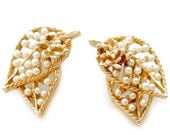 Vintage Pearl and Gold Bridal Earrings