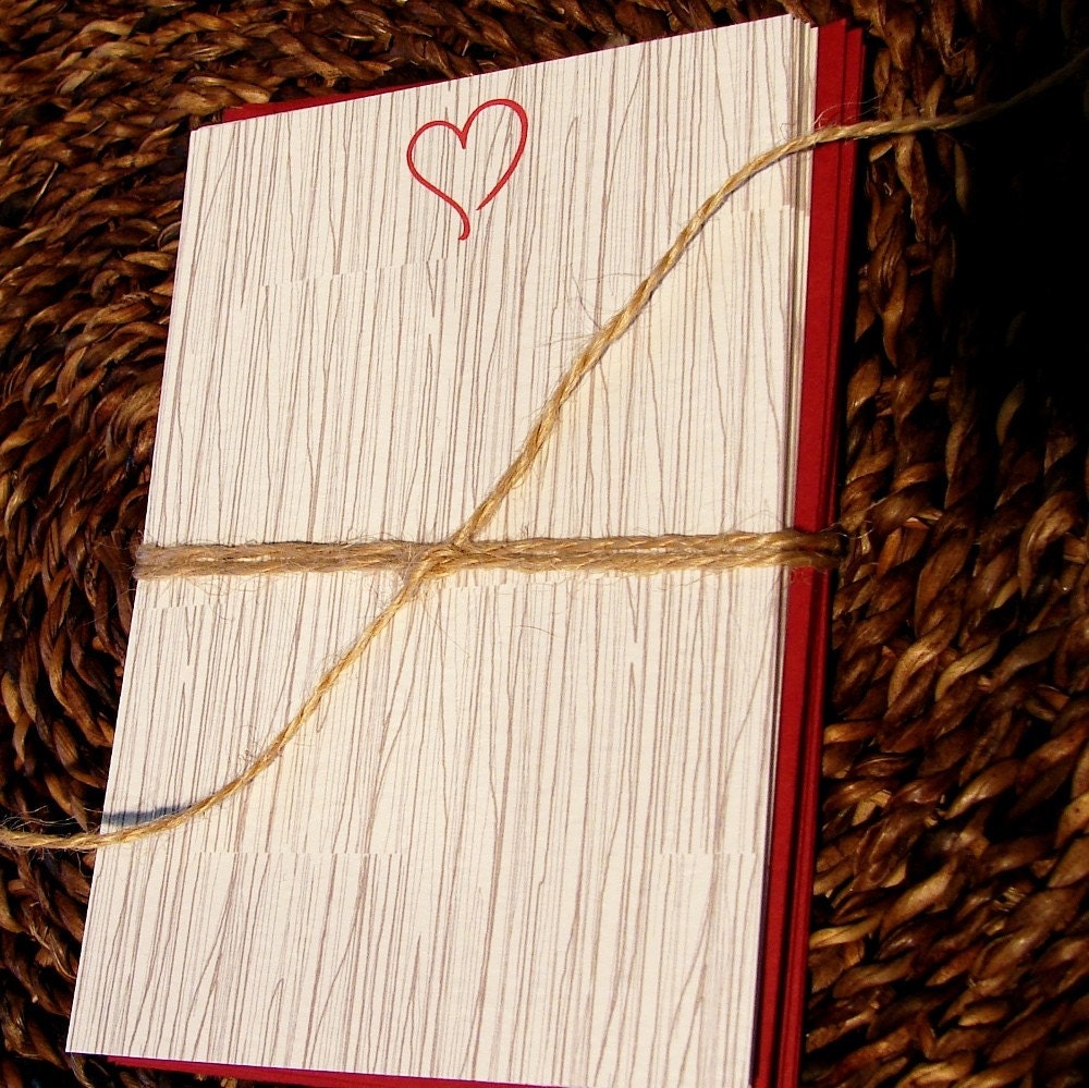 woodgrain flat notecards with heart - set (10)