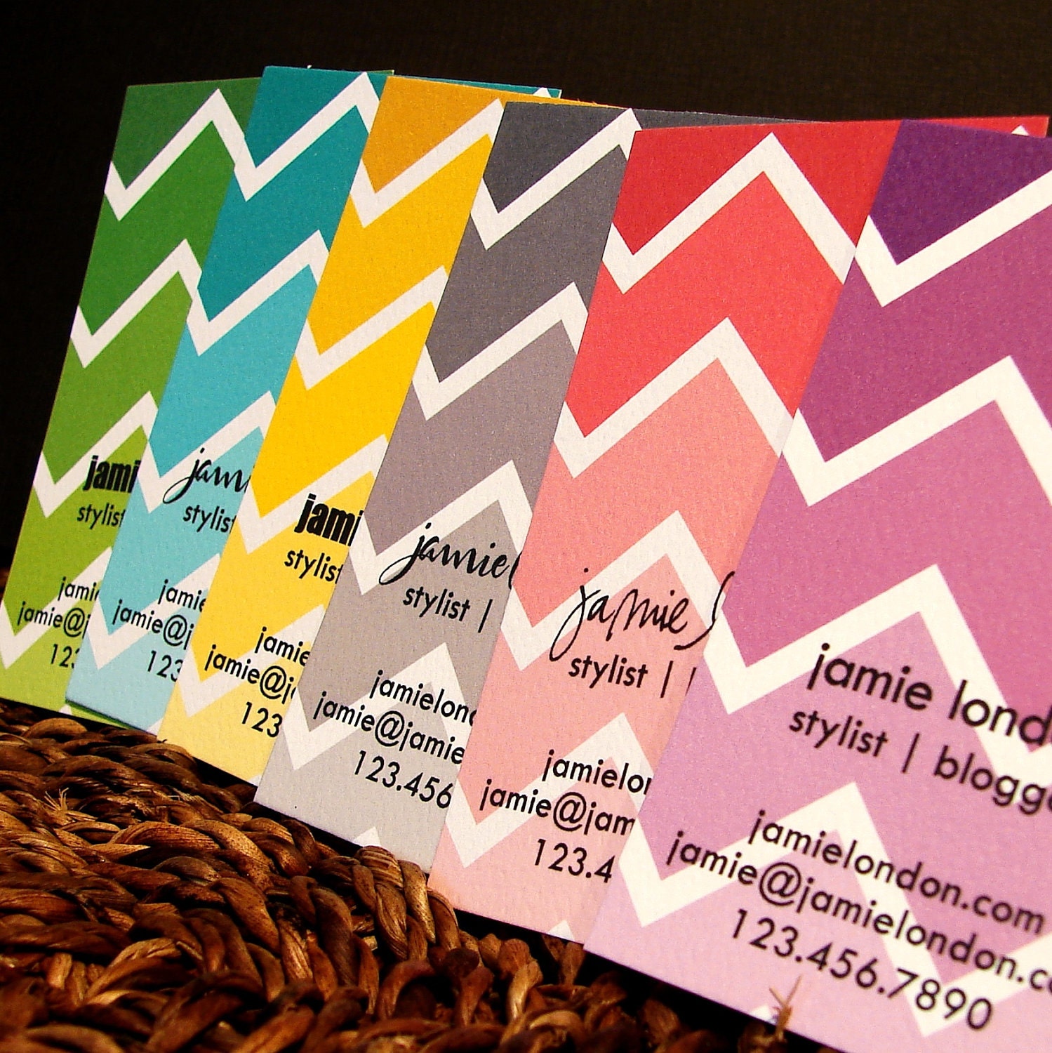 chevron ombre calling cards - set (50)
