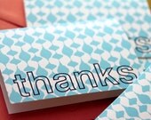 aqua ikat thanks folded notecards - set (10)