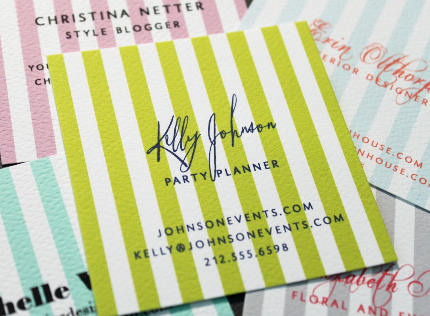 one-sided stripe calling cards set (50)