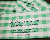 mint gingham calling cards or mom cards - set (50)