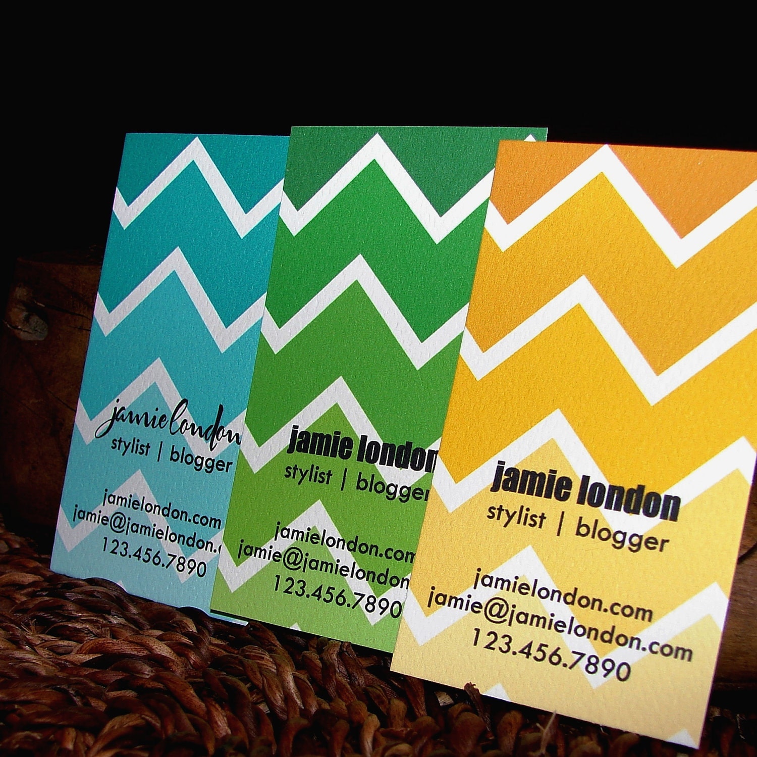 chevron ombre calling cards - set (50)