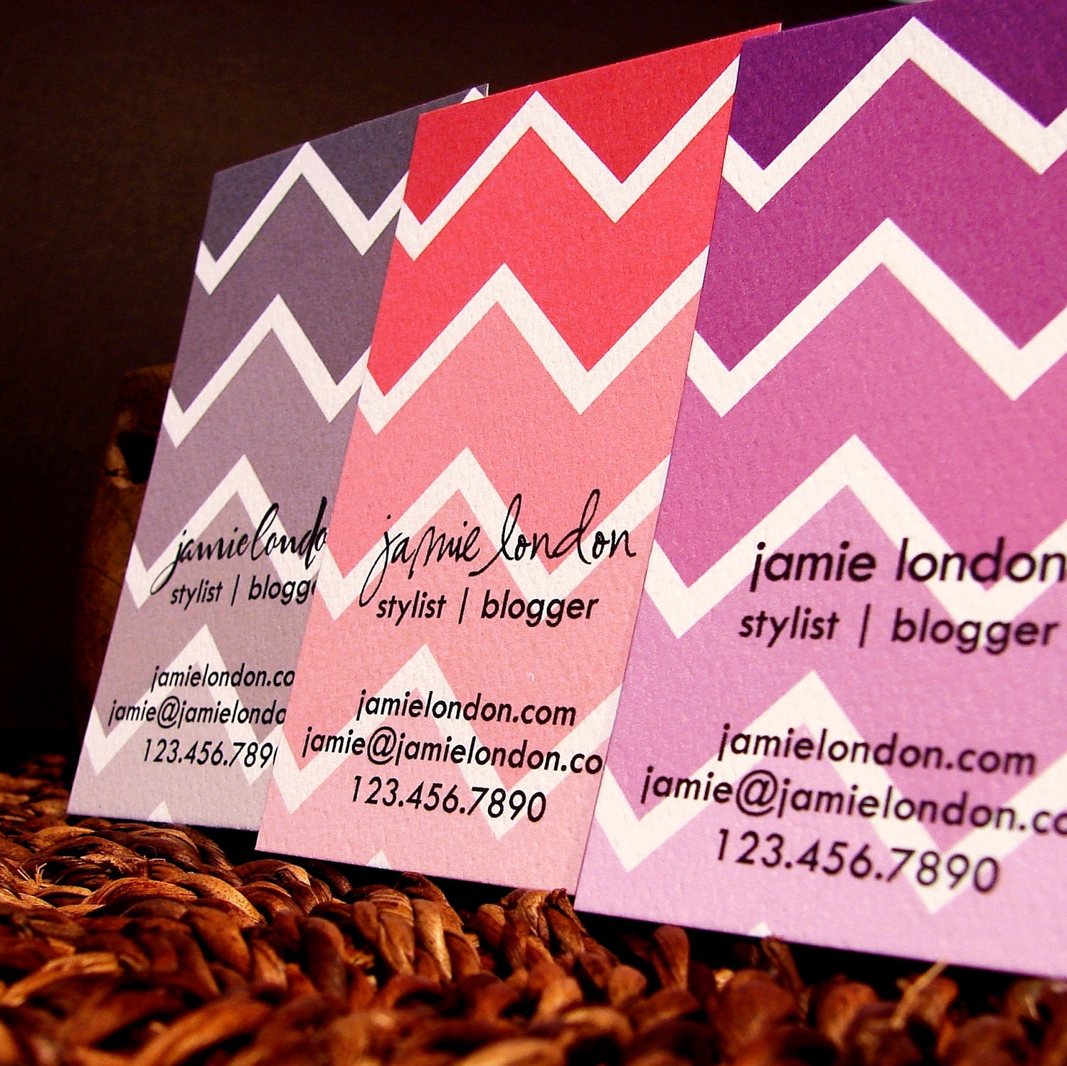 chevron ombre calling cards - set (50)