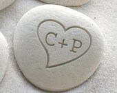 Gifts for him, gift for her -  Personalized initials love pebble - Petite love stone by sjEngraving