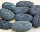 Personalized gifts for father, grandpa, mother and grandma,- All My Children - Set of 11 Name Rocks - engraved gray name stones