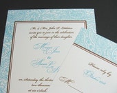 Paisley Lace Wedding Invitations - Something Blue, Ethnic Wedding - Sample