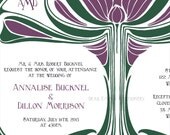 Art Nouveau Tree of Love - Wedding Invitations and Reply card - Romantic Artwork Invitation