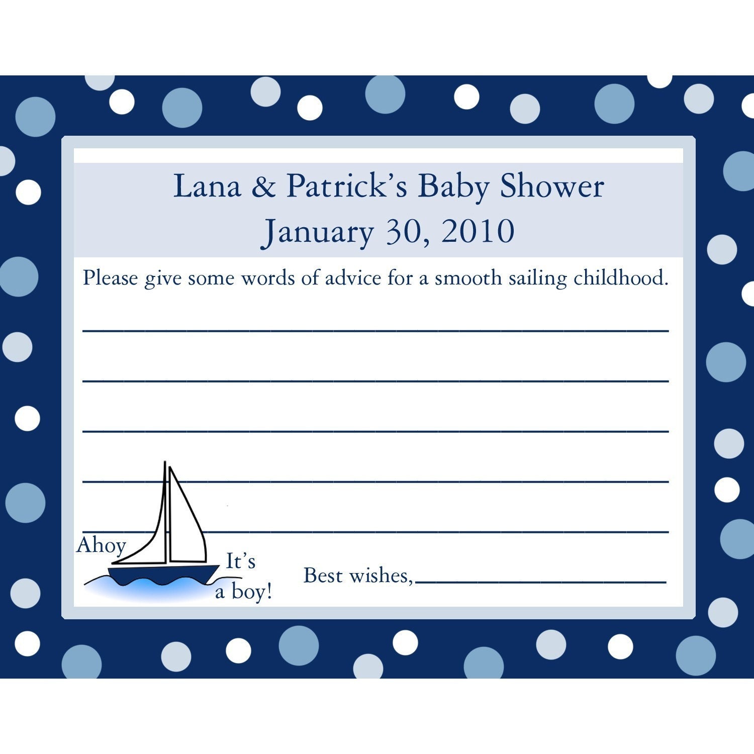 24 Personalized Baby Shower Advice Cards AHOY IT'S A BOY