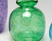 Pinch Bud Vase- Green Handblown Glass