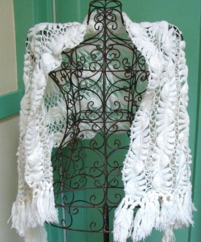 Snow Queen---Vintage  White and Silver Wrap
