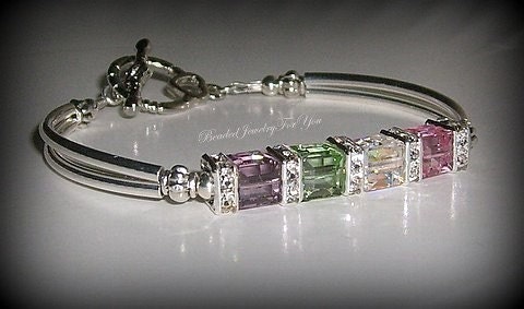 Swarovski Crystal Cube Pastel Bangle Bracelet