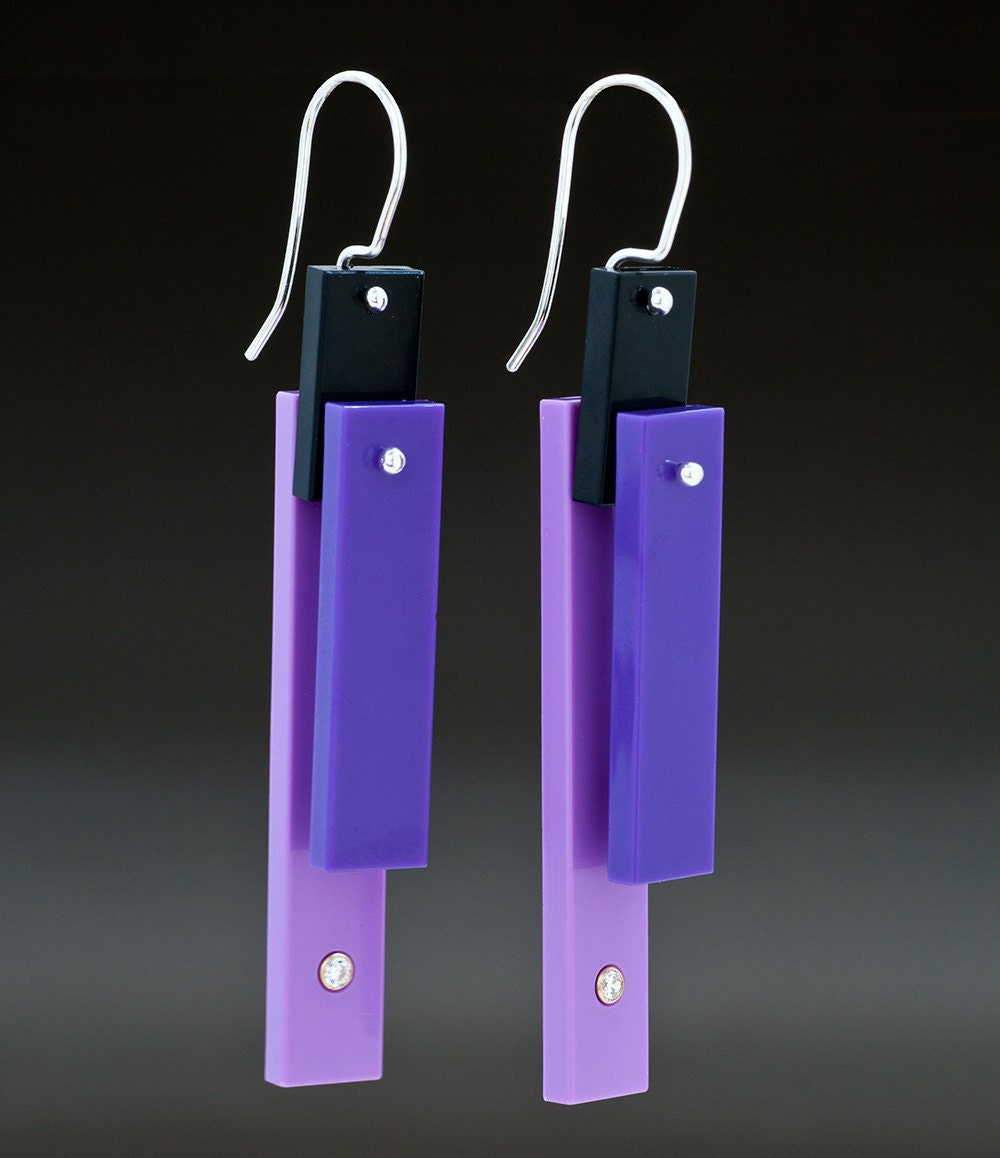 lavender tile earrings