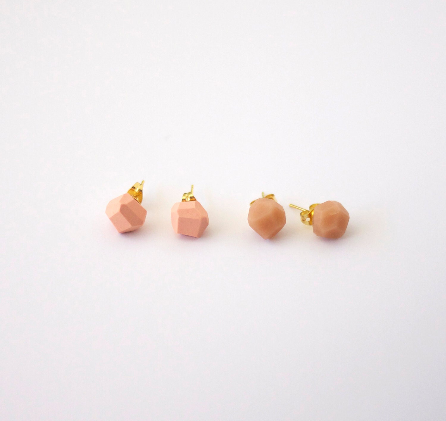 peach geo earrings
