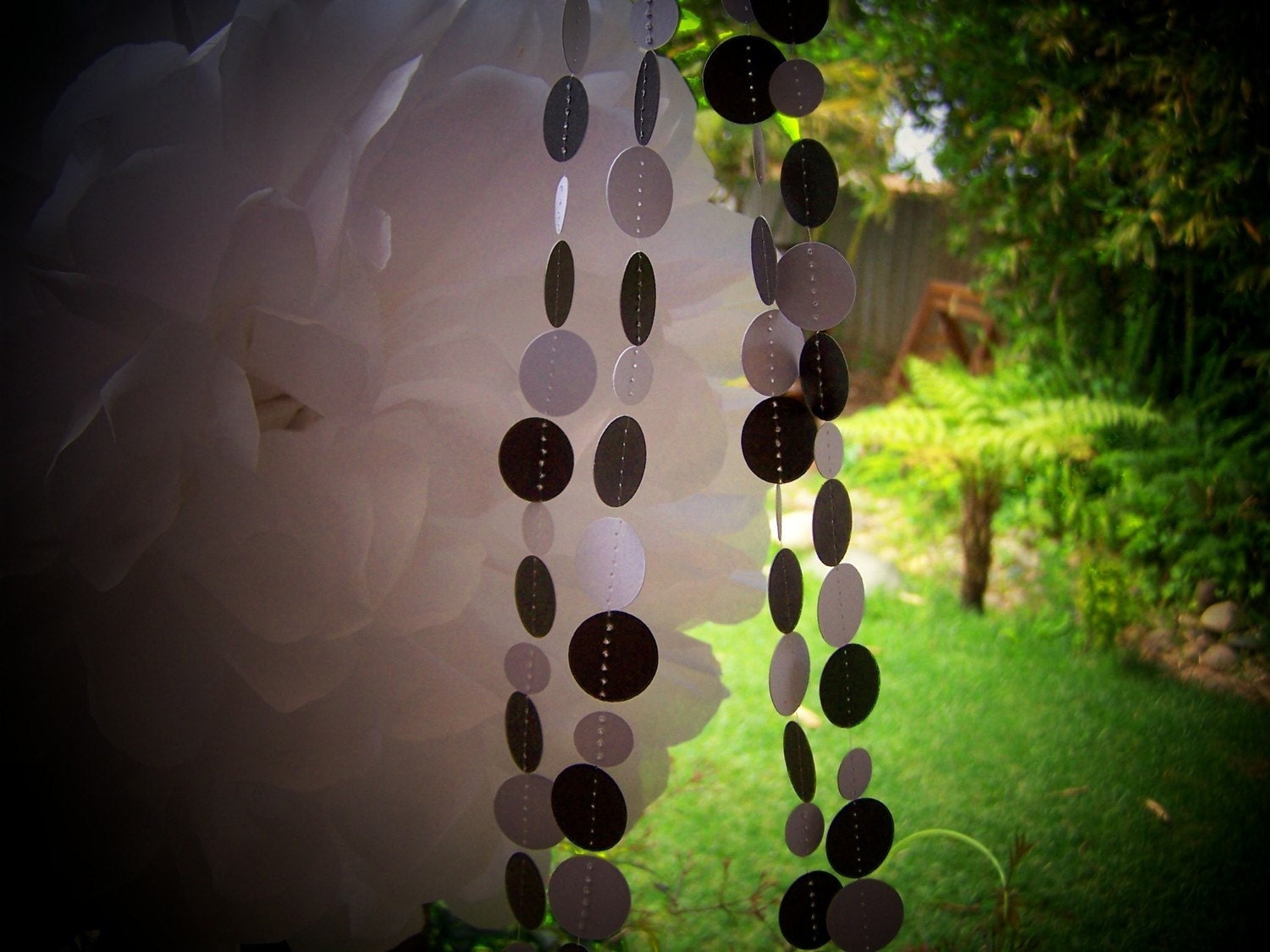 Black and White Polka Dots Paper Garland Strand Handmade Wedding Shower Birthdays