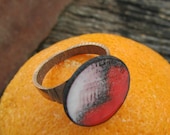 Enameled Penny Ring  size 9 1/2