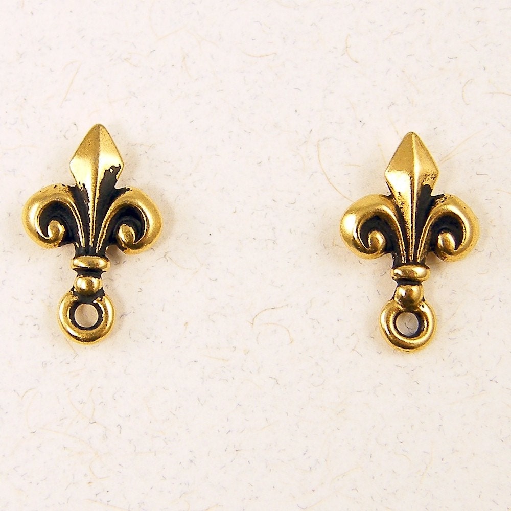 Fleur De Lis Earring Posts, Gold Plated Earring Findings, Tierracast Stud Jewelry Findings