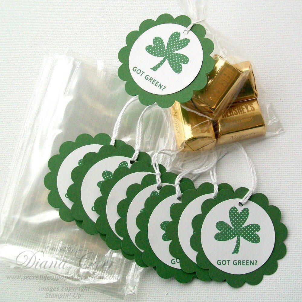 St Patrick's Day Treat Bags and Tags - Great Party Favors - Set of 12