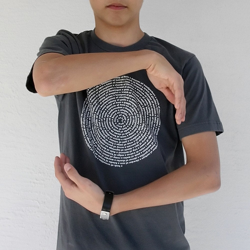 Charcoal Mens T-shirt  / Collective Animal Nouns : mens tshirt, mens clothing gift for him, small or x-large, typography