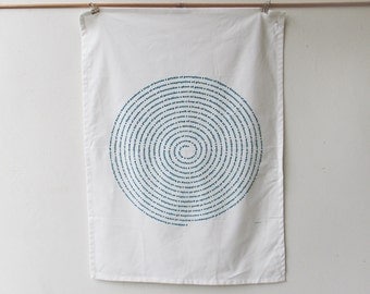 Animal Collective Nouns Organic Tea Towel in Teal Blue : Hand-screened Design, eco friendly kitchen, typography, gift for dad or teacher