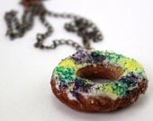King Cake Necklace (Gold Plated or Copper) - A New Orleans Mardi Gras favorite