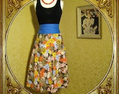 70s poppy flowers a-line skirt.