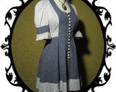 70s denim and calico country mini dress. sz s.